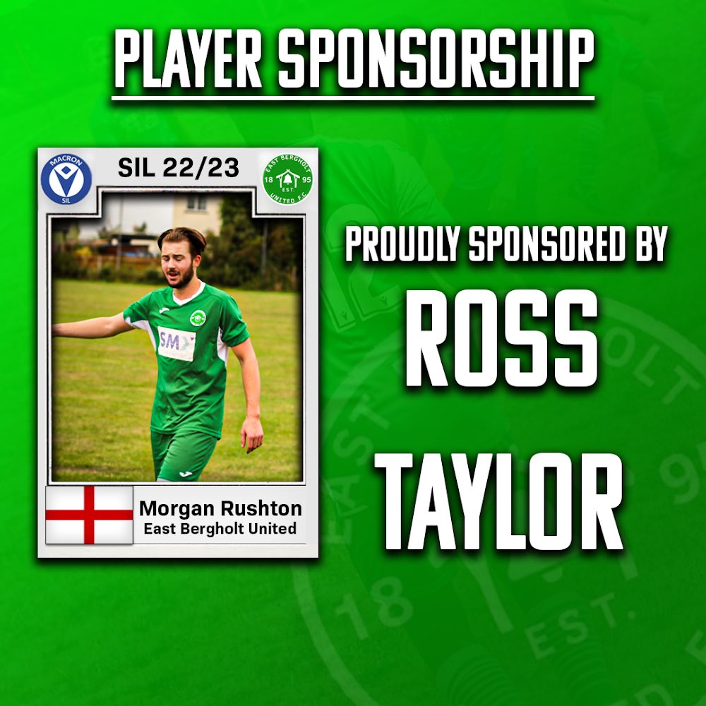 Morgan Rushton will be sponsored by Ross Taylor! Ross is a young man from the village, who can be found supporting every event which takes place in the village, as well as representing the village on a sporting level playing for East Bergholt Cricket Club! #GreenArmy