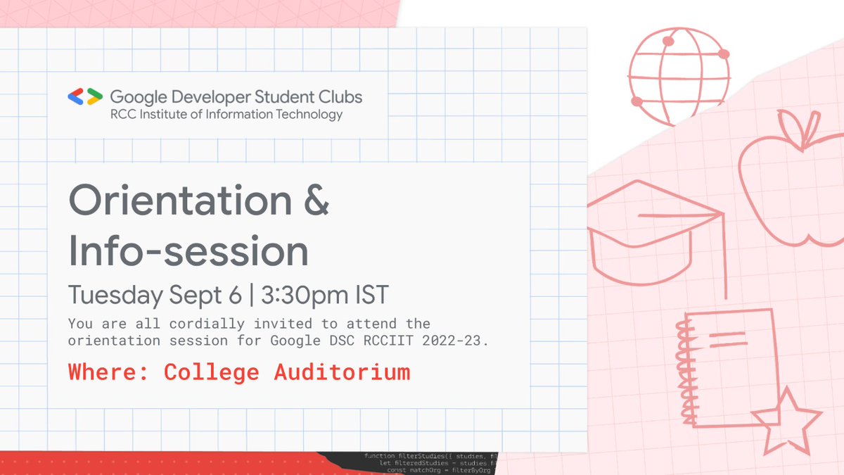 The GDSC at RCCIIT is conducting its Inauguration program with the aim of uplifting , connecting and helping in the growth of the developer community.

So don't miss this opportunity to learn more about us and rsvp for the event at : bit.ly/3QadC92