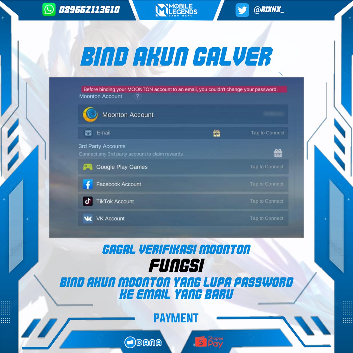 rixhx | Jasa HB & Unbind Akun ML ! tweet media