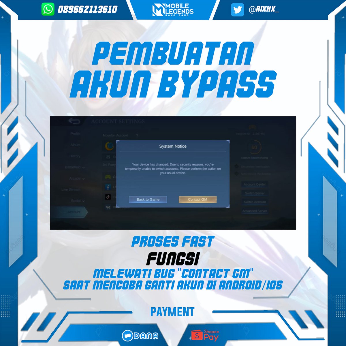 rixhx | Jasa HB & Unbind Akun ML ! tweet media