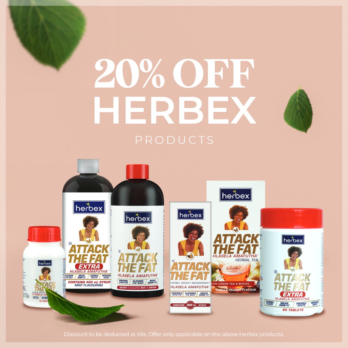 Dischem's tweet photo. Struggling to lose weight? Try Herbexโs wide range of weight control products for men and women. Shop now and get 20% off your purchase. Available online and in-store: https://t.co/j8bvg0thjy #HealthAndWellnessSavings #DisChemSavings #Herbex #WeightControl #LoseWeight https://t.co/hUGCp8I9E1