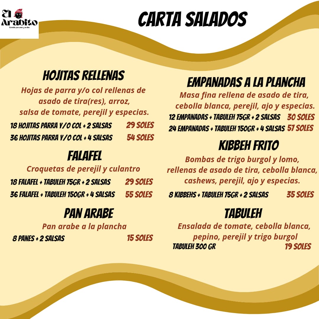 ElArabitoPeru's tweet photo. @ElArabitoPeru Ven a disfrutar de una herencia familiar que hará muy feliz a tu paladar. Contamos con servicio de delivery a todo Lima y Callao, recojo en tienda y salón. Todos los dias de 10 am a 10 pm. Wasap 916200209. Gracias!! https://t.co/qclbi6GOi0