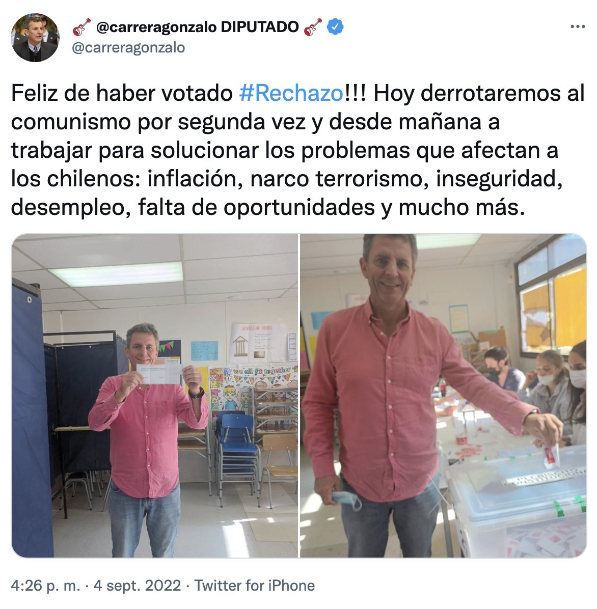 N_PrensaCL's tweet photo. 🗳️ Contrario a la ley, el diputado @carreragonzalo publica tweet mostrando su voto con una preferencia marcada. https://t.co/sWVs6m7zUP