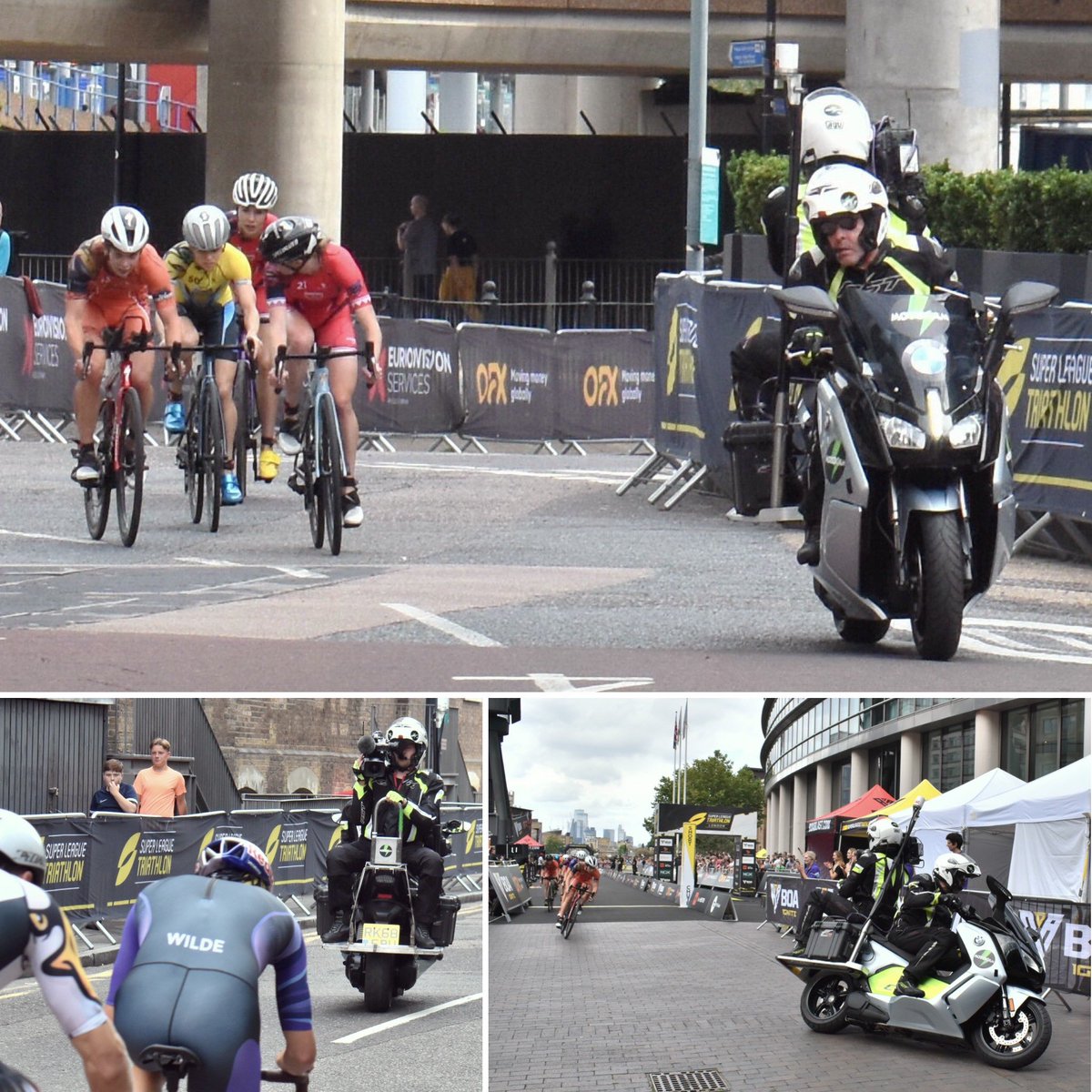 stevechalles's tweet photo. 4. First leg of 2022 Super League Triathlon at Canary Wharf in London today - covered on the road (and cobbles!) by #Motocam Moto crew working with @EMGLiveUK OB team.
#outsidebroadcast #EMG #EMGLiveUK @GraemeHolmes1 @SuperLeagueTri #SLTLondon https://t.co/fv2rhtKFPf