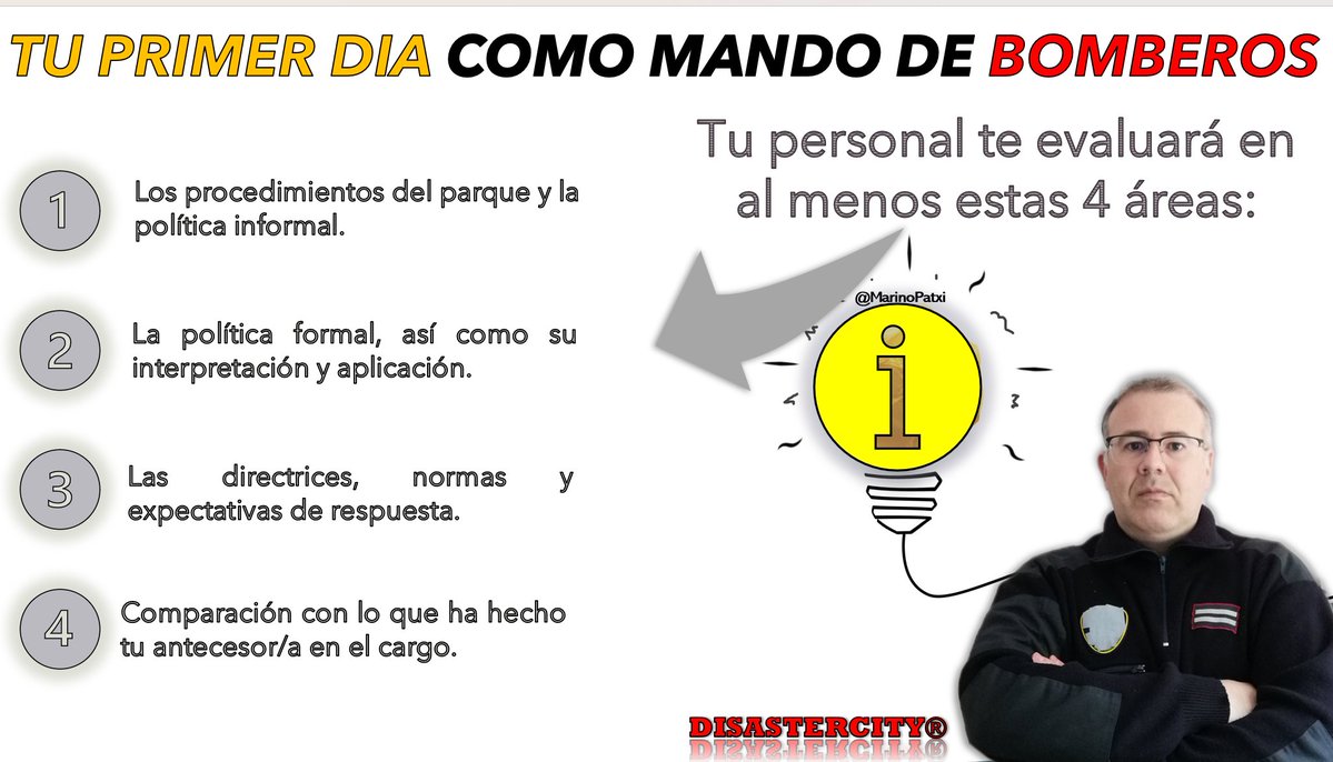 MarinoPatxi's tweet photo. ¿Cómo será tu primer día como Mando de Bomberos?.
El equipo que vas a #Liderar te pondrá a prueba, quieren ver hasta donde puedes llegar; te evaluarán en al menos estas 4 áreas.
Puedes salir #reforzado o convertirte en un mando mediocre abocado a un estilo de vida cómodo. https://t.co/Iox7pqzSw4
