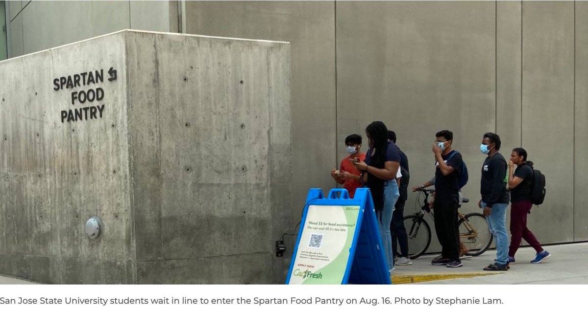 SVPI stat 30 (out of 89):

30:   Percent of #SJSU student body (11,000 students) that have experienced food insecurity.
Comments? Solutions? Retweet.
@SJSUPrezPerez @VDelCasino <a href="/SJSUCares/">😷SJSU Cares - Basic Needs🥕🏠</a> <a href="/sjsu_sha/">SJSU SHA</a> @DiversitySJSU <a href="/sjsucoss/">SJSU College of Social Sciences</a> <a href="/SJSpotlight/">San José Spotlight</a> @HomeFirstSCC <a href="/BillWilsonCtr/">Bill Wilson Center</a>