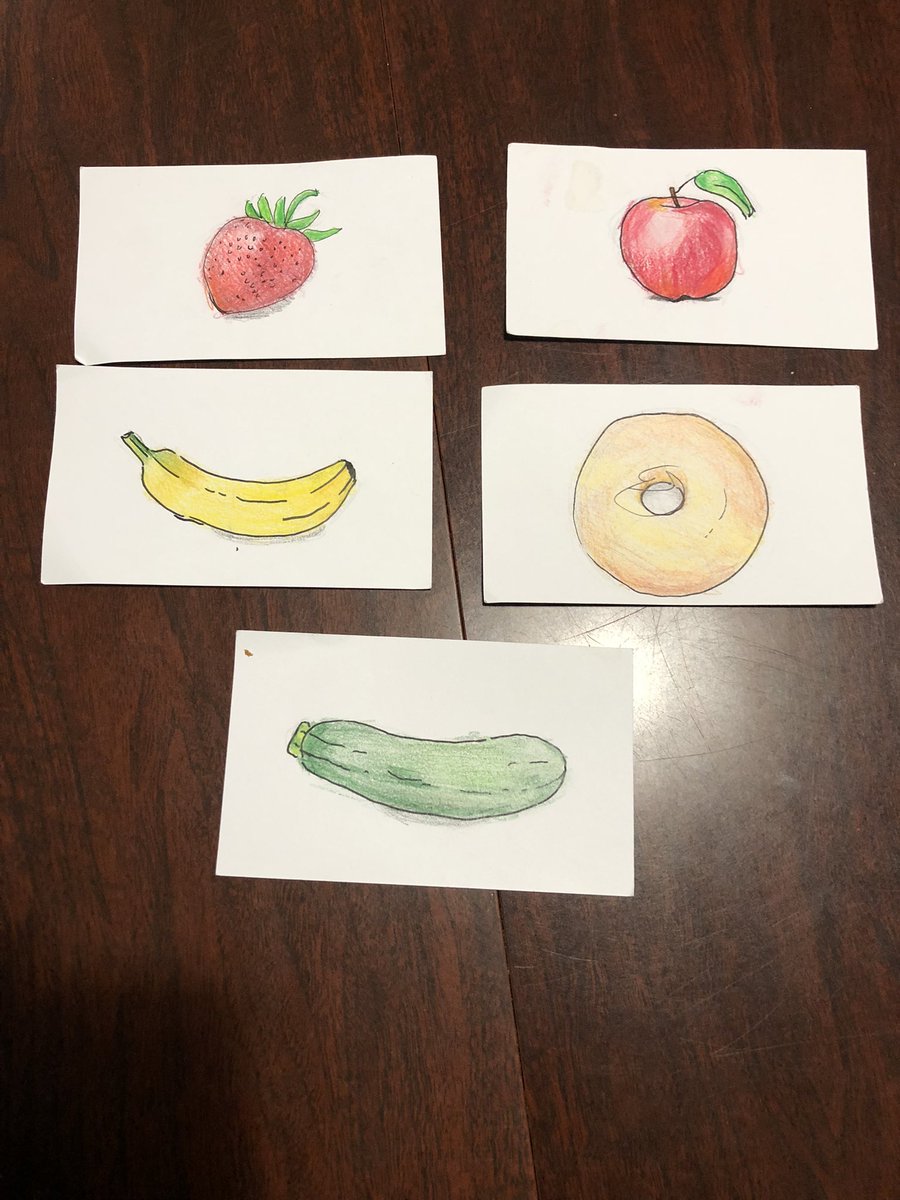 Great way for me to practice drawing while getting my kids involved in grocery shopping.