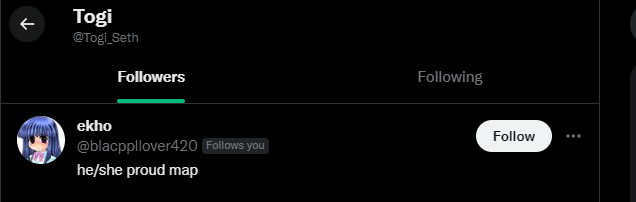 Togi_Seth's tweet photo. ok first off i dont know why i have a "Proud" map following me cough cough this fuckwad, no i am not wanting you to go harass this user but this is more like a call out due to me not wanting to be confused with a fucking pedo. please stop following me. Thanks, Togi. https://t.co/bnfXDtGgqG