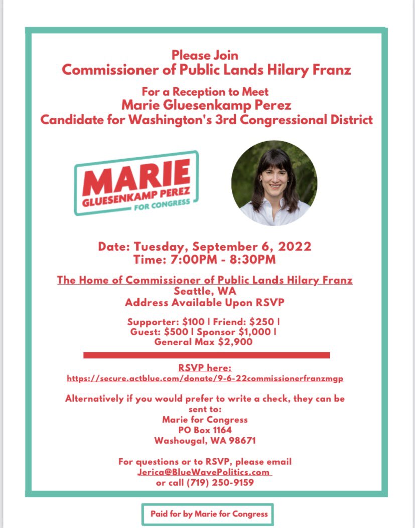 bevinmcleod's tweet photo. Join me this Tues evening in supporting @MGPforCongress! This year we can #flipthe3rd and make sure that the right voices are at the table in the other WA! https://t.co/5tUnFeqvm0