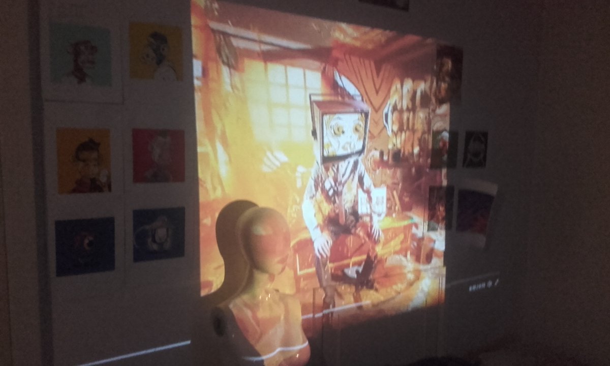 BrickbyBrick147's tweet photo. @RichSimmonsNFT getting into the spirit / got into the spirits at the headcrash hotel mini bar reflections projected loop being projected immersive cinematic loops that invite us to dive into the artwork; exploring how our experience of art . Hmmmmm Tasty #nftcandy https://t.co/OHi8r4J5PP