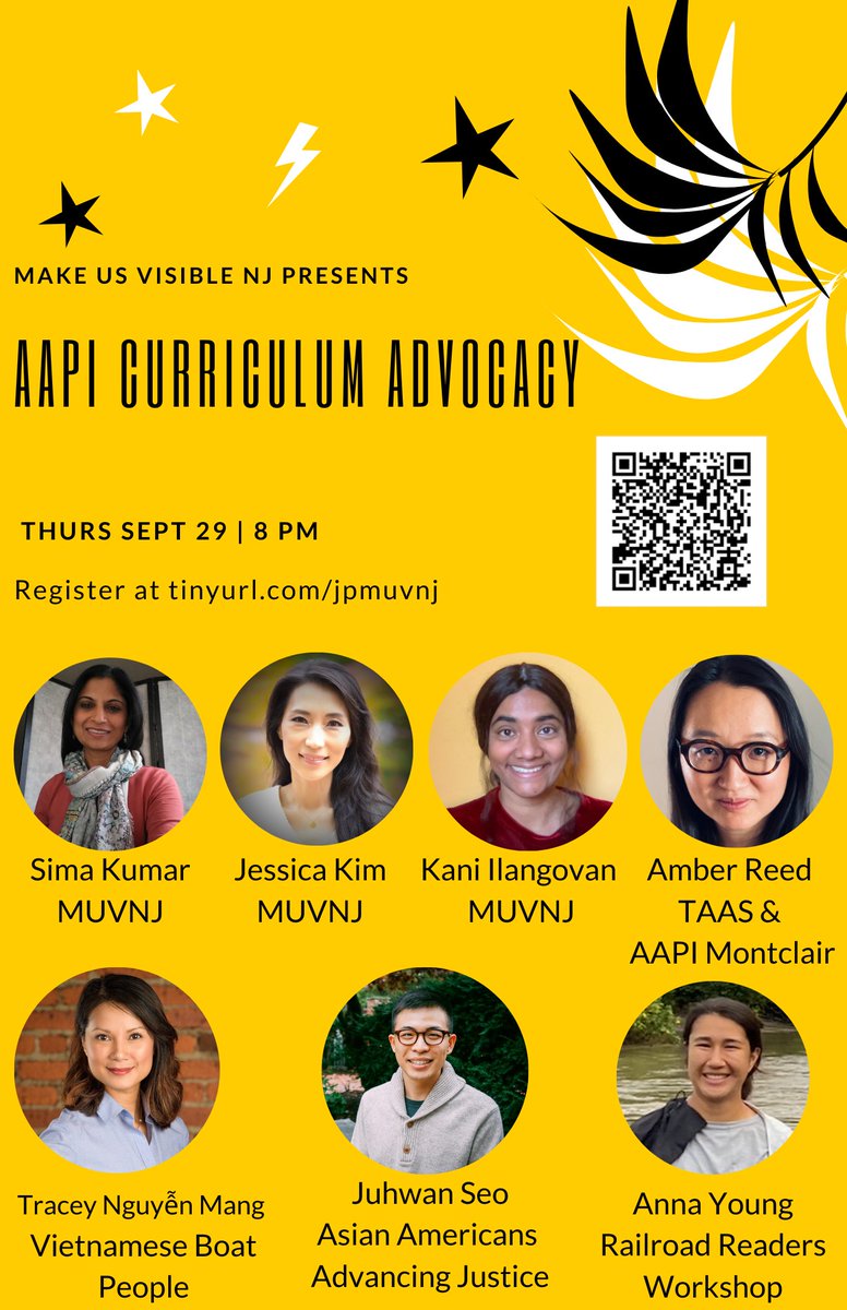 Please join @MakeUsVisibleNJ on September 29th for AAPI Curriculum Advocacy! Featuring VBP founder Tracey Nguyen Mang &amp; fellow advocates. Learn how to advocate for meaningful implementation of AAPI curriculum in your New Jersey school district. RSVP at tinyurl.com/jpmuvnj