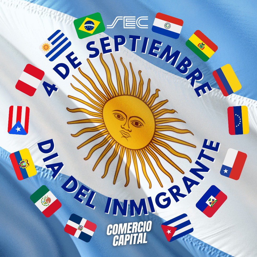 🗓️4/09 - 𝘿𝙄𝘼 𝘿𝙀𝙇 𝙄𝙉𝙈𝙄𝙂𝙍𝘼𝙉𝙏𝙀
Desde @Juventud_SEC queremos saludar a todxs lxs trabajadorxs migrantes que forman parte de la gran comunidad mercantil. 
Sigamos luchando por un mundo libre de racismo y de cualquier forma de discriminacion.

#DiaDelInmigrante