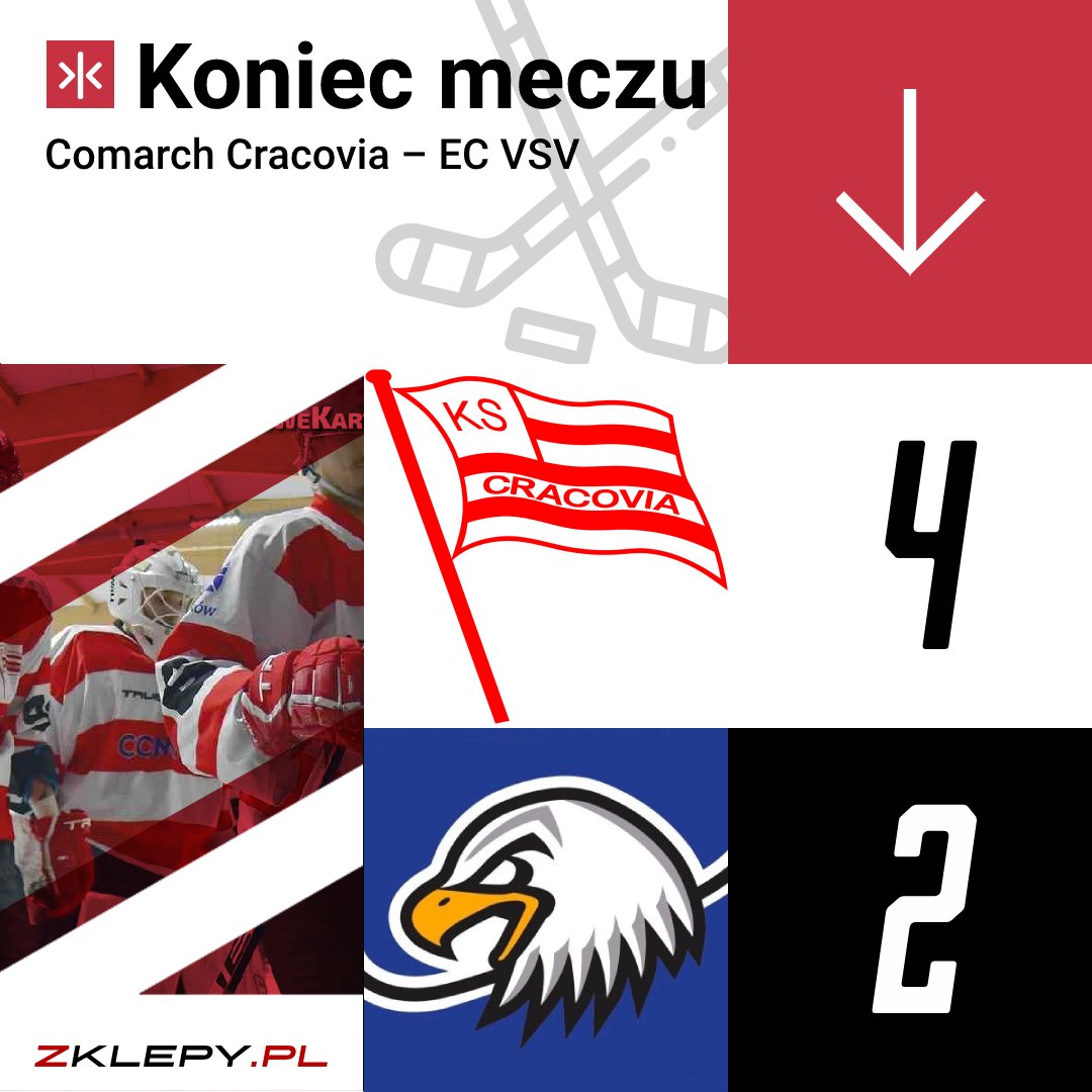 zklepy's tweet photo. 🚨 Wczoraj @GKSHokej, a dziś @MKSCracoviaSSA z historycznym zwycięstwem w @championshockey!
„Pasy” pozostawiły w pokonanym polu @ecvsv, zwyciężając 4:2. Relacja już wkrótce❗️
#CHL #ChampionsHockeyLeague #ChampionsGoBeyond #Cracovia #ECVSV #VSV #Kraków #Villach #hokej https://t.co/b5fPliJFeJ