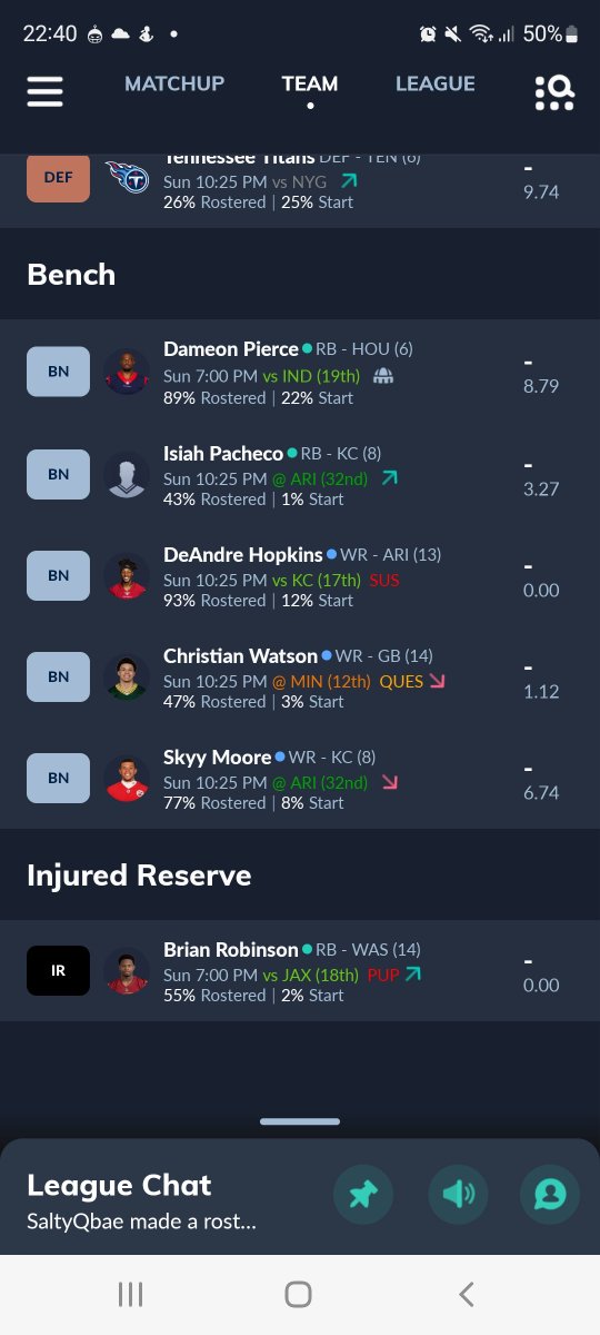 AMchaelis's tweet photo. @ChristianLohr9 Kleine Einschätzung zu meinem Draft? Auf der RB Position leider etwas unglücklich und unsicher über Pierce Produktivität.

In einer 14er Liga (an 14 gepicked) waren Adams und Kupp noch verfügbar. Ich fühlte mich damit competitive zu Lasten meines RB Corps. https://t.co/egYimyr9pl