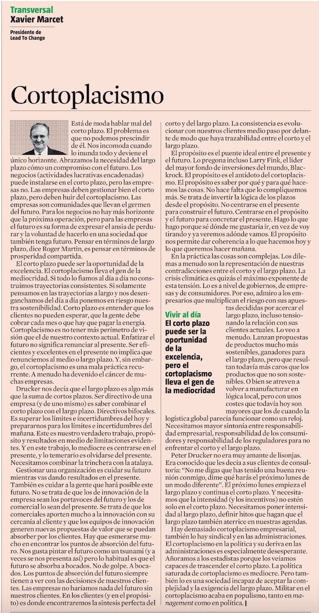 AndresOrtega's tweet photo. “El propósito es el puente ideal entre el presente y el futuro. El propósito es el antídoto del cortoplacismo.” 

By @XavierMarcet #5stars #4sharing https://t.co/AgG6GnGa6E