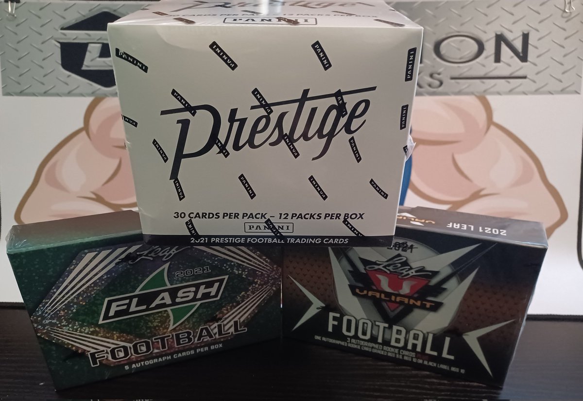CardBoxBreaks's tweet photo. '21 NFL Box Break LIVE on Ebay, ending 7pmET Break to follow.
https://t.co/Zy38XR9Zu5
1-'21 Leaf Flash Hobby
1-'21 Leaf Valiant Hobby
1-'21 Panini Prestige Jumbo
- 369 Cards
- 8 Auto &amp; 1 Graded Rookie Auto
#nfltradingcards #sportscards #cardcollectors #boxbreaks https://t.co/1YnWTN1AbR