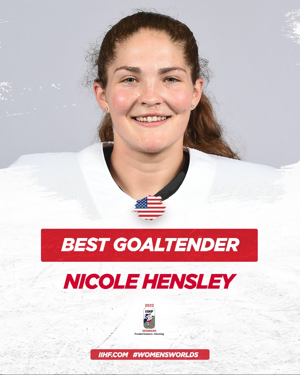 🇺🇸 Taylor Heise ➡️ MVP
🇨🇿 Daniela Pejsova ➡️ Best Defender
🇺🇸 Taylor Heise ➡️ Best Forward
🇺🇸 Nicole Hensley ➡️ Best Goaltender

Story: iihf.com/en/events/2022…

<a href="/usahockey/">USA Hockey</a> <a href="/narodnitymzen/">Hokejová reprezentace žen</a> #WomensWorlds