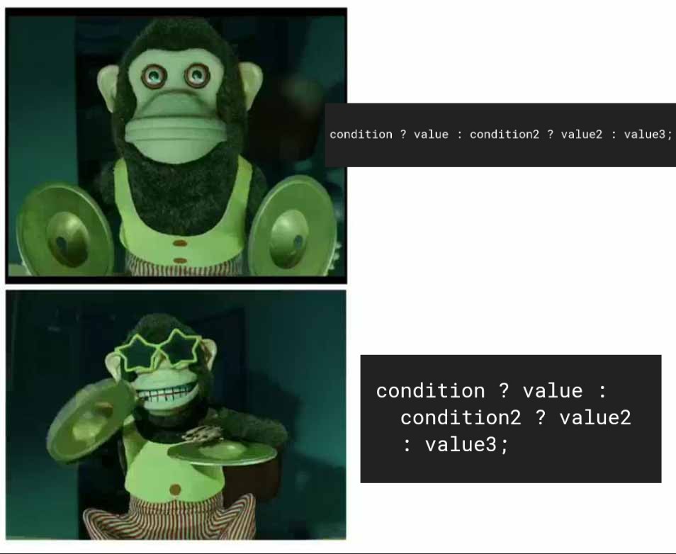 PR0GRAMMERHUM0R's tweet image. Ternary operators are the worst..unless you indent them right! reddit.com/r/programmerhu…