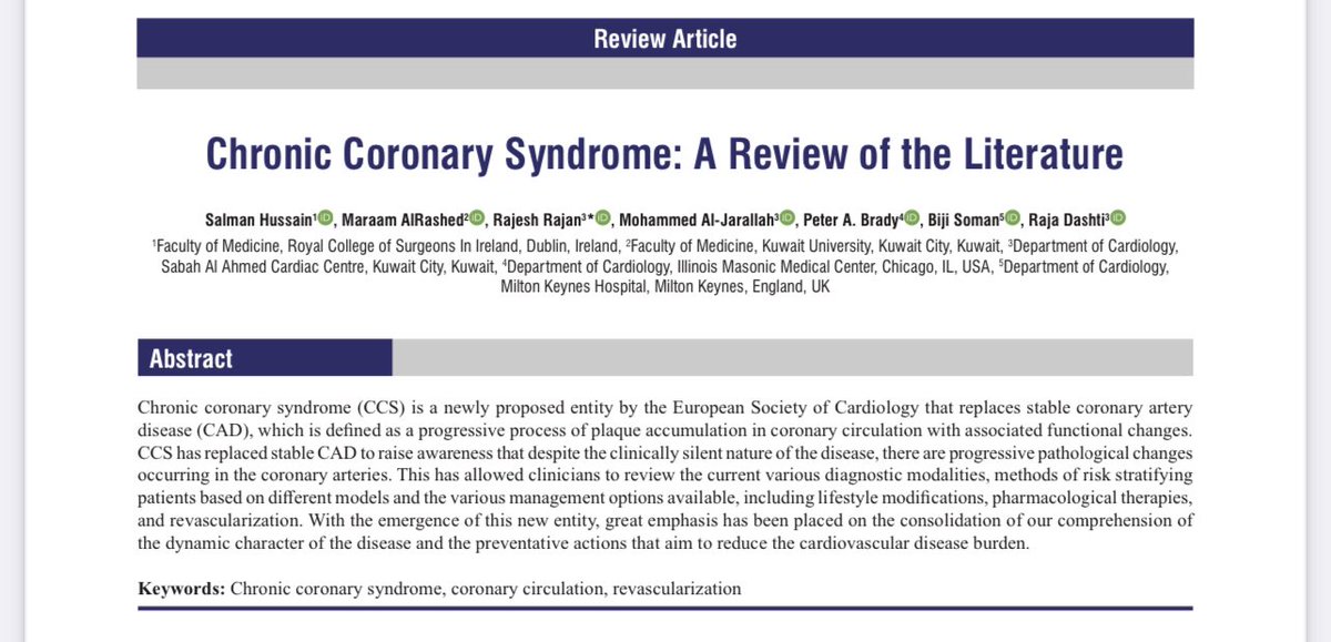 Chronic coronary syndrome: A review of the literature onlineacc.org/article.asp?is… @dilek_g_ural @gokselcinier @Hragy @doctormutlu @HanCardiomd @TKDsosyal @cerol191 @EvrimSimsek2 @mertilkerh @Drersoy84 @emraherdoganmd @OzanGrsoy6 @mirvatalasnag @mmamas1973 @Sudanheartgroup @jedicath