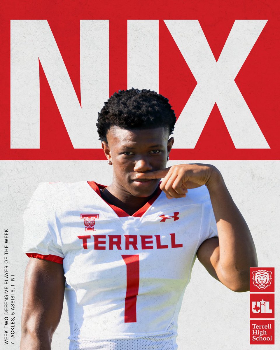 Terrell Tigers Football (@terrelltigerfb) on Twitter photo 🚨Week 2
Defensive Player of the Week
Kanye Nix <a href="/kanyeNix1/">Kanye Nix🐐</a>
Poise, Pride, Class and Discipline is the 🐅 way!
#TigerTOUGH🐅
#ba🐅
#TTP 🚨Week 2
Defensive Player of the Week
Kanye Nix <a href="/kanyeNix1/">Kanye Nix🐐</a>
Poise, Pride, Class and Discipline is the 🐅 way!
#TigerTOUGH🐅
#ba🐅
#TTP