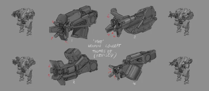 More crates from a cancelled project and some weapon developmental sketches from GALAHAD 3093. A good argument for integrating 3D into the concept process to show props as experiences rather than inert objects. Not needed but it reduces communication overhead 