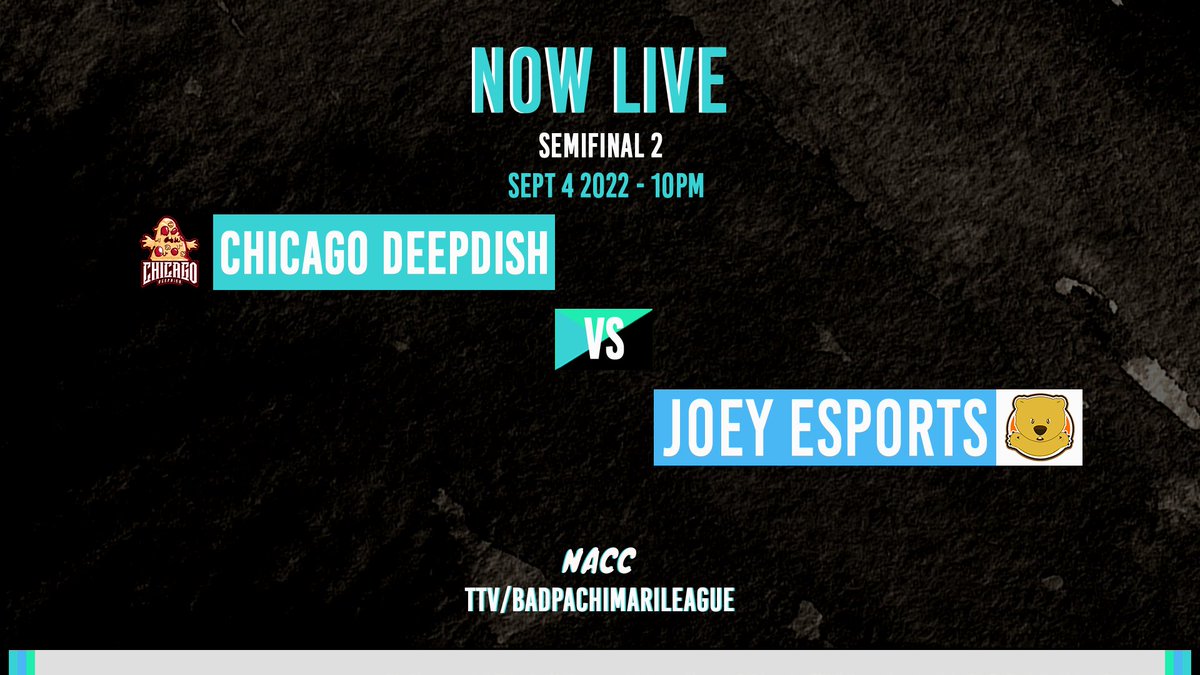 Last chance to make Finals!

Will <a href="/DeepdishOW/">Chicago Deepdish</a> serve up @MarsupialOW? Or will the Joeys give them a taste of the land down under?

#NACC2 #NACCisBACC #CHDvJOEY

📺 twitch.tv/badpachimarile…
🔗 nacc.slmn.gg