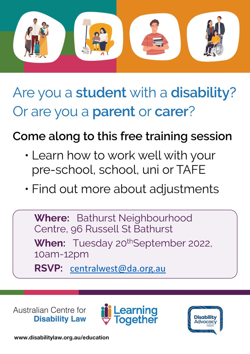 We're coming to Bathurst! Free training for students with disability and their families with <a href="/advocacynsw/">Disability Advocacy</a>