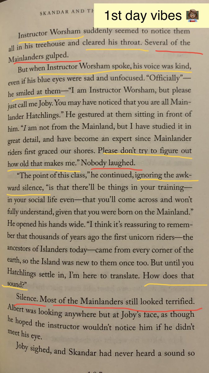 LitCoachSonya's tweet photo. Day 4: This page of “Skandar and the Unicorn Thief”reminded me of the awkwardness that often happens on the first day of school.👩🏽🏫 #Read30for30 https://t.co/WqtFVaGQCI