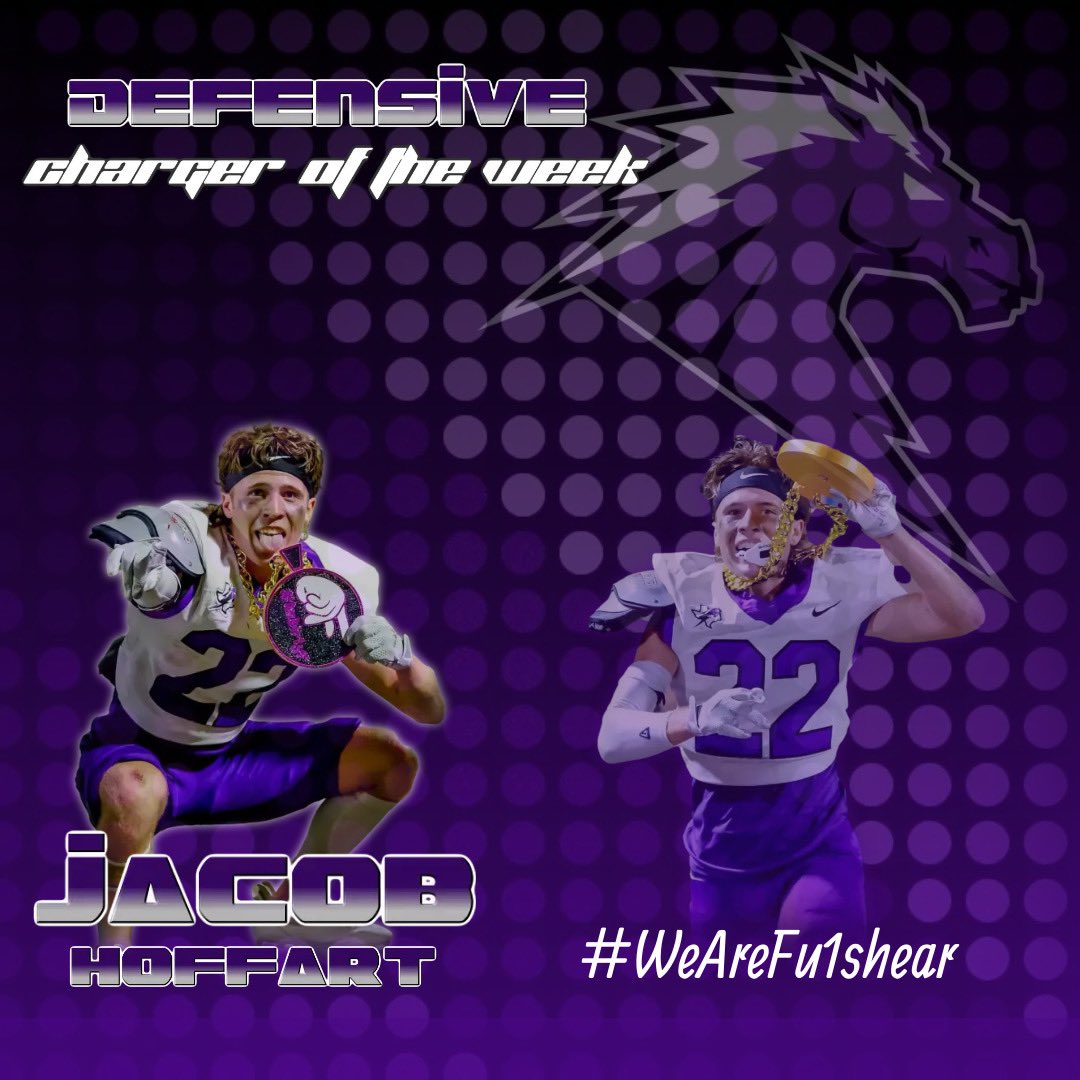 coachcodutti's tweet photo. Our @fulshear_fball charger of the week 
Defense: @jacobhoffart22 
The playmaker himself . #WeAreFu1shear https://t.co/4awdOLT2KJ