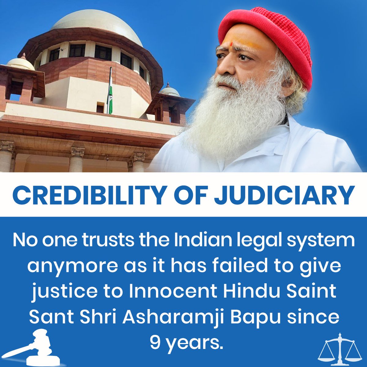 ahujahanish's tweet photo. #WhyJusticeAtStake
Where To Find Justice when Intellectuals Say that Credibility Of Judiciary is declining, due to #PoliticalInterference, #FakeReporting, #RinfluencialMediaTrial . Innocent Sant Shri Asharamji Bapu and other innocent persons are suffering due to this. https://t.co/RJoD1rxRSb