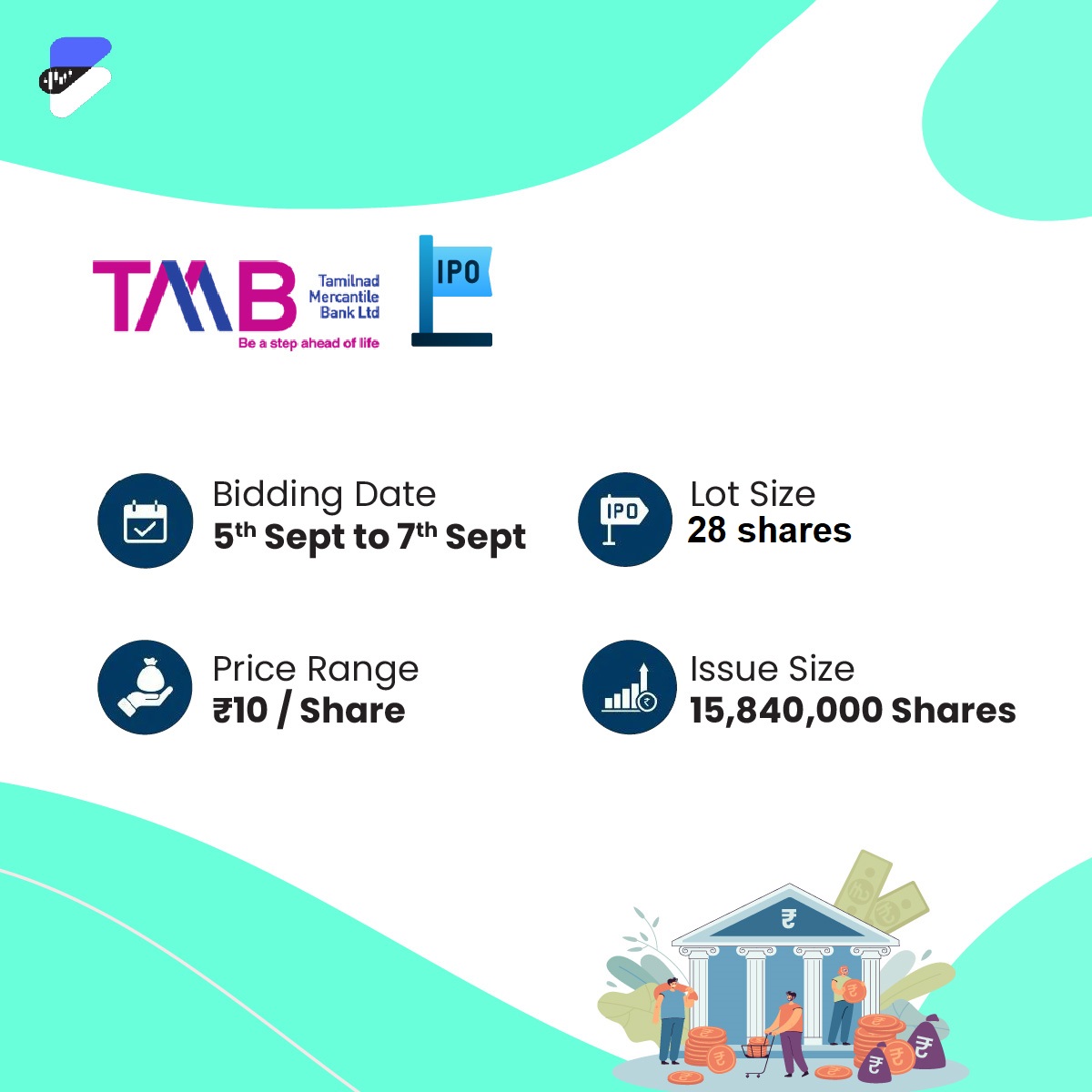 Bigul_trading's tweet photo. Tamilnad Merchantile Bank Limited #IPO open Today, 5th September, 2022!
Apply for the IPO via Bigul - https://t.co/MRME4kuWaN
Visit at - https://t.co/MnEiOrefbB
#ApplyIPO #IPO #bigul #bigultrading #bigulforall #IPOIndia #IPOAlert #IPO #StockMarket #Stocks #Investment https://t.co/PGNADNrWJm