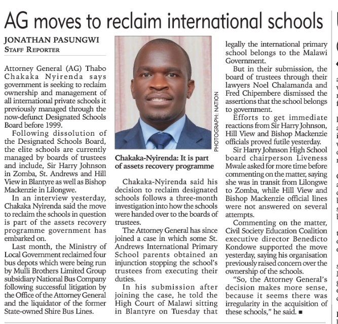 Malawi Elects 🇲🇼 on Twitter: "Reclaiming these international schools is