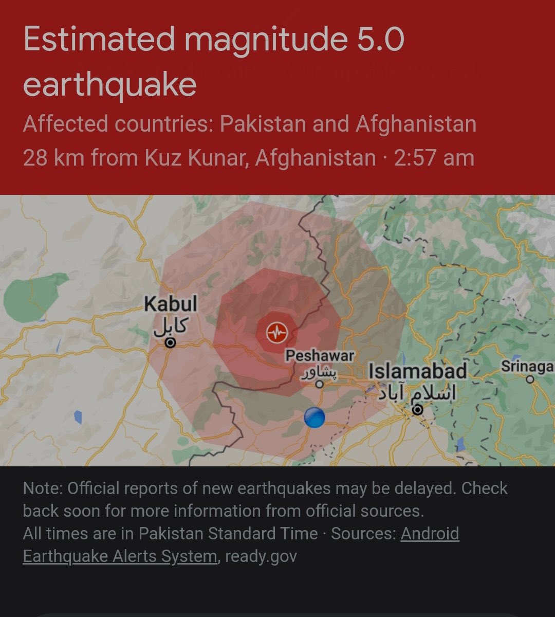Earthquake shocks in and around Islamabad
