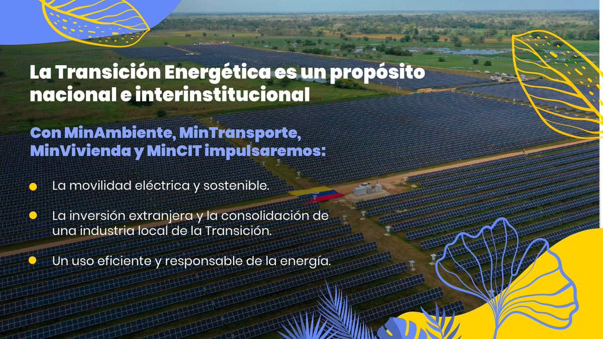 MinEnergiaCo's tweet photo. La #TransiciónEnergética que impulsaremos en el #GobiernoDelCambio se desarrollará en equipo con @MinAmbienteCo, @MinTransporteCo y @MincienciasCo.  Buscaremos descarbonizar la industria colombiana, generar mayor inversión extranjera y beneficiar a millones de familias. https://t.co/RhMqfrjtMV