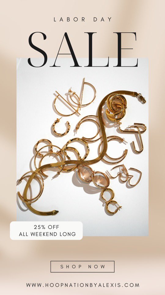 hoopsbyalexis's tweet photo. #LaborDayWeekend SALE 🖤 Enjoy 25% OFF ENTIRE PURCHASE ALL WEEKEND LONG! No Code Needed! #sale #jewelry #labordaysale #hoopearrings #hoopnationbyalexis https://t.co/ufMYCXK0mH