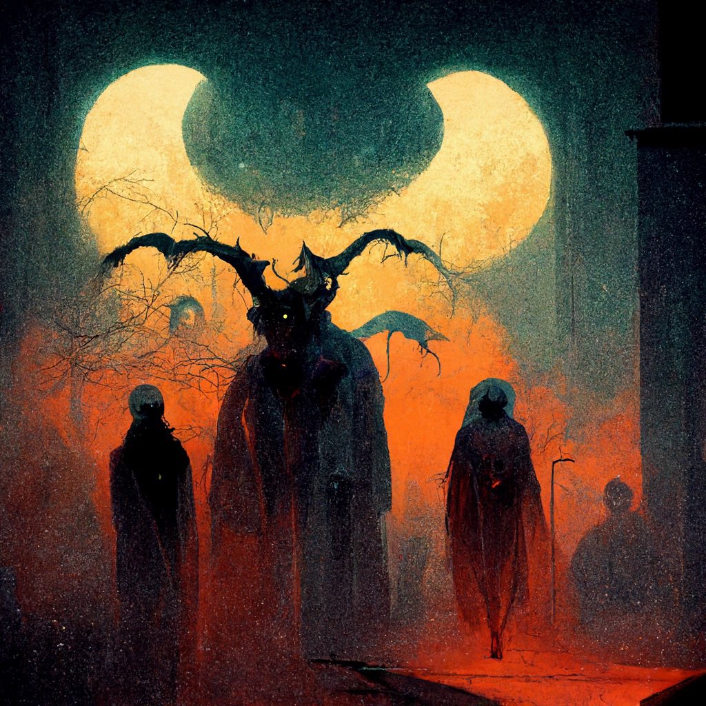 K_Mc_Max's tweet photo. Demons’ First Halloween #art #AI #AIArt #Halloween https://t.co/LL6TthC1NC