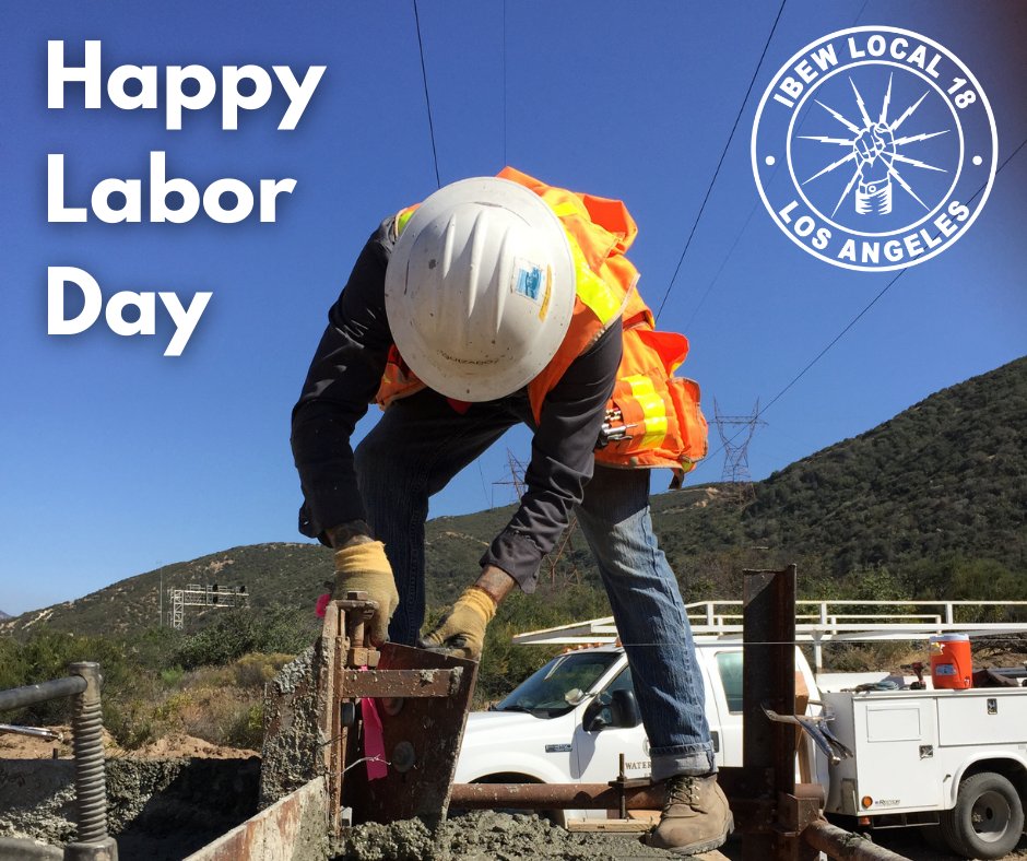 IBEWLocal18's tweet image. Happy Labor Day to our Brothers and Sisters who are working hard to keep the water flowing and the power on. Labor built America. Thank you! #IBEWLOCAL18 #WePowerLA