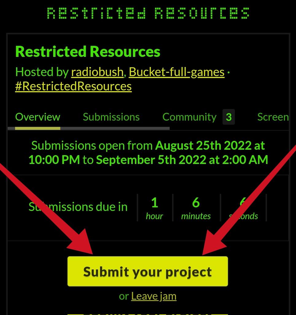 BucketFullGames's tweet photo. π’1 hour left to submit your game to the #RestrictedResources #gamejam!π’
Feeling like you want to have yourself a challenge? Then join the game jam and create a game where the only keys for controls can be V and B! π
Quick! Time is running out soon!
https://t.co/R962W8WlC3 https://t.co/RhtX2s7oBA