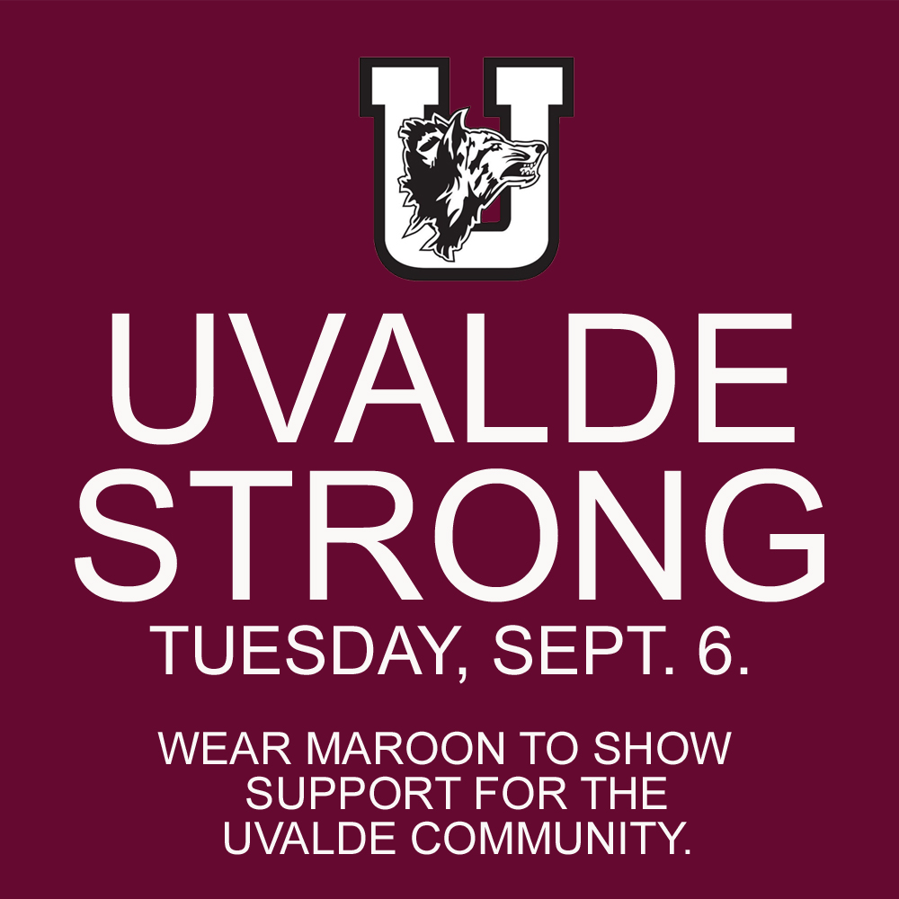 wsisdschools's tweet photo. Join White Settlement ISD in standing with the Uvalde CISD community by wearing maroon on Tuesday as they return to school. #UvaldeStrong https://t.co/aXfOLHOzVC