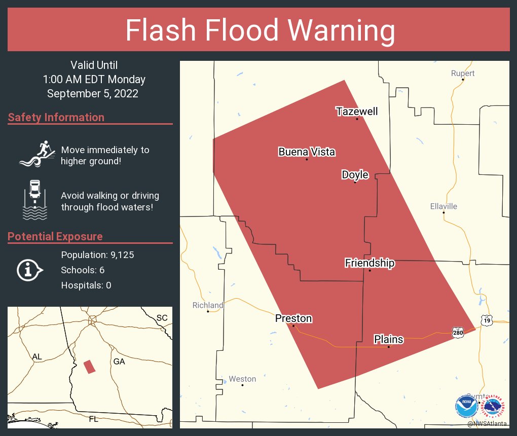 NWS Atlanta on Twitter "Flash Flood Warning including Buena Vista GA