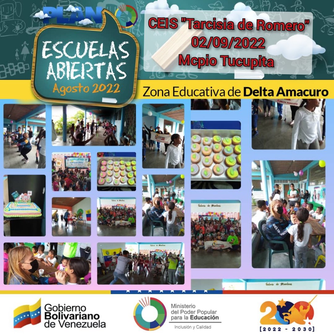 Zonaeducadelor1's tweet photo. ✅👉¡Con mucha Alegría! 

El #02Sep desde #DeltaAmacuro se llevó con éxito el Cierre del Plan #EscuelasAbiertas2022 con la participación de nuestros niños, niñas y Adolescentes. Gracias por tantas alegrías @NicolasMaduro  @_LaAvanzadora @FannyG45
#PuebloForjadorDeVictorias https://t.co/RNK7y4ZGer