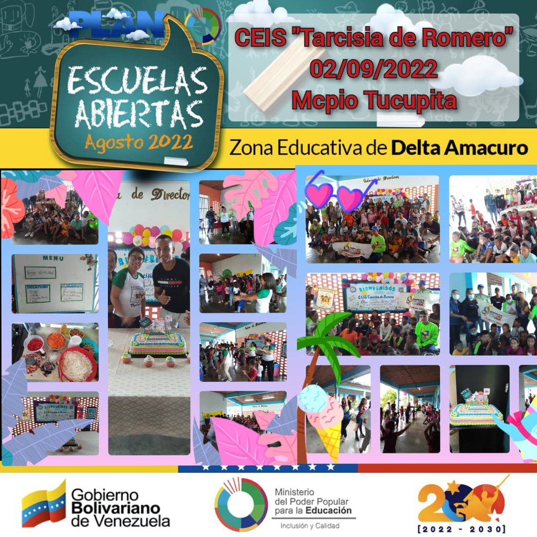 Zonaeducadelor1's tweet photo. ✅👉¡Con mucha Alegría! 

El #02Sep desde #DeltaAmacuro se llevó con éxito el Cierre del Plan #EscuelasAbiertas2022 con la participación de nuestros niños, niñas y Adolescentes. Gracias por tantas alegrías @NicolasMaduro  @_LaAvanzadora @FannyG45
#PuebloForjadorDeVictorias https://t.co/RNK7y4ZGer