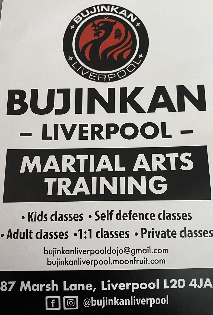 #adultclasses Monday &amp; Friday 7-9pm #kidsclasses Wednesdays 4pm and 5pm #SelfDefense #ladiesclass Wednesdays 6-7 pm #privateclasses #martialartclasses #liverpool #bootle #sefton #bujinkanliverpool