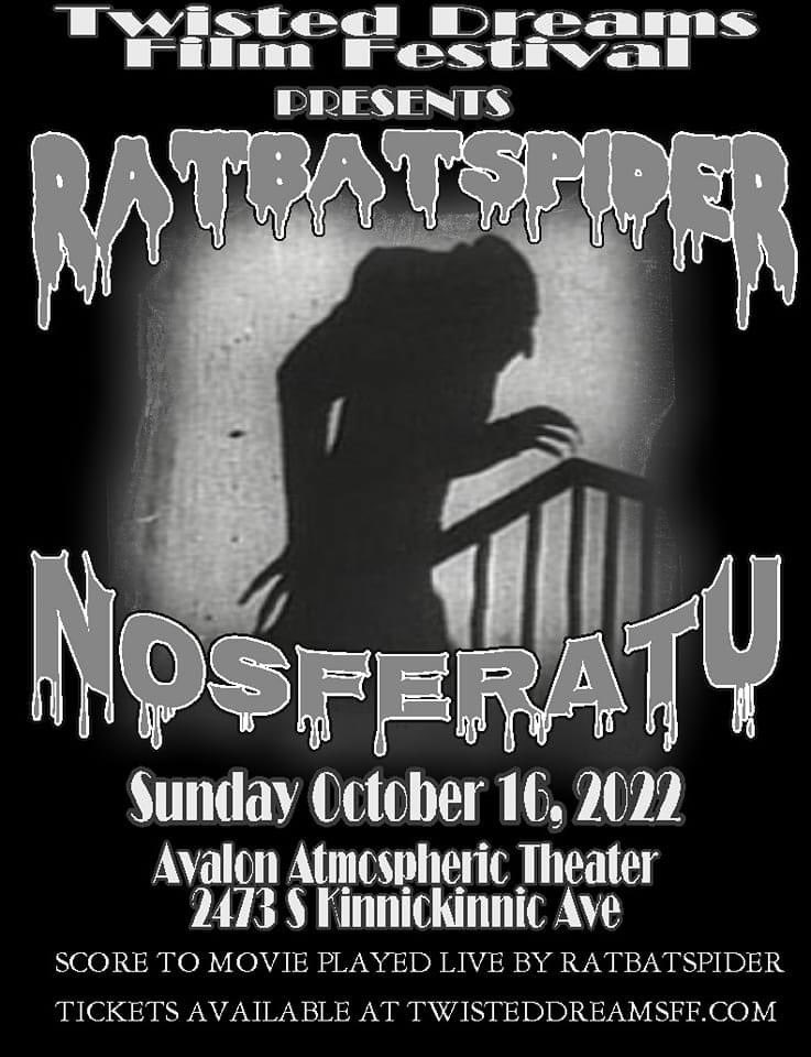 TwistedDreamsFF's tweet photo. Come celebrate the 100th anniversary of Nosferatu with us accompanied by a brand new, original PUNK ROCK score performed LIVE! Check it out at this yearโs Twisted Dreams. @Ratbatspider #SilentFilm #Nosferatu #MutantFam #HorrorFam #PunkFam @AvalonMKE #Milwaukee https://t.co/qBnEiLbvbo