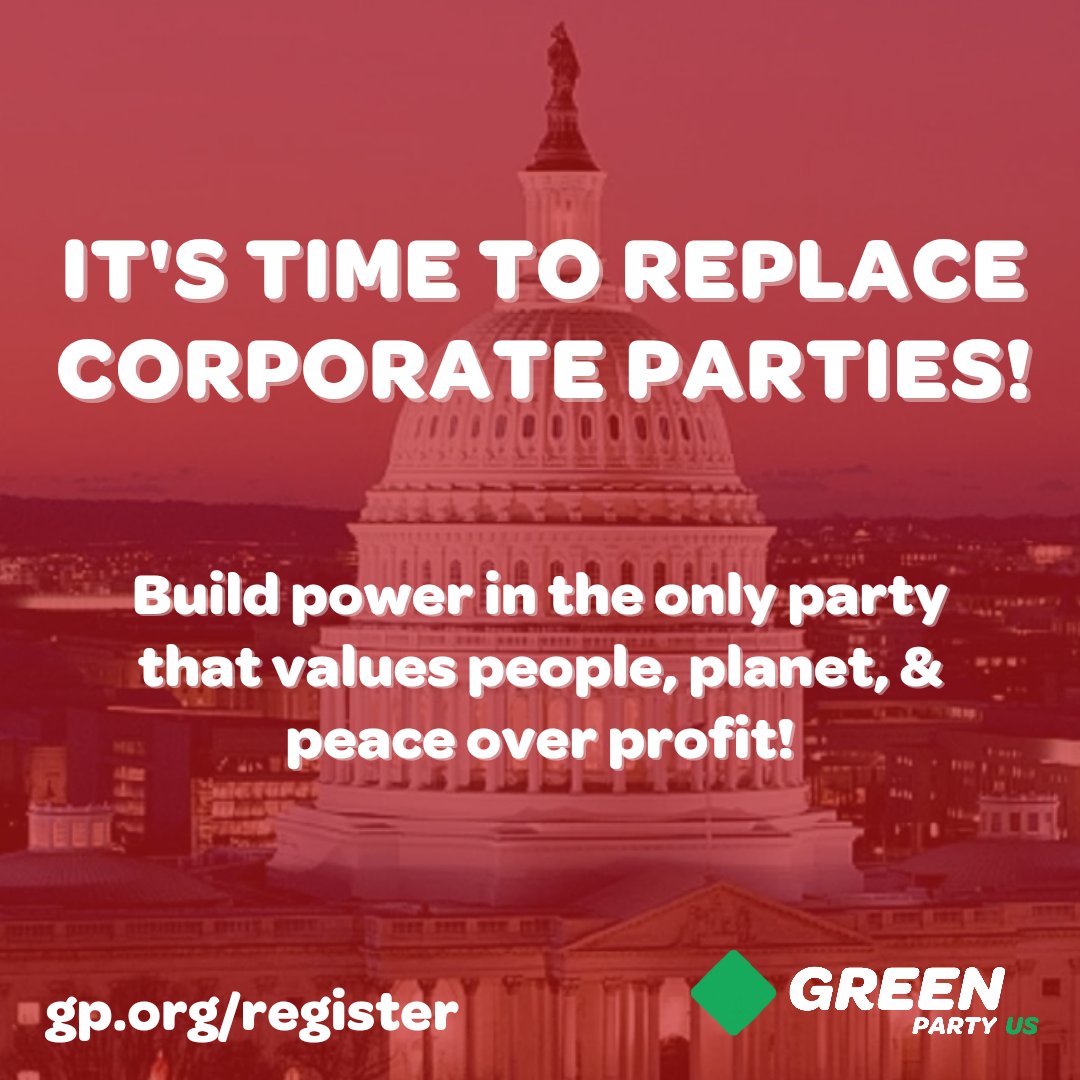 GreenPartyUS's tweet photo. Build the 4th largest party in the nation and THE largest grassroots party (not corporate owned) by joining your local chapters and state parties.

https://t.co/y3PyMBqOhz

https://t.co/siWujGdKAh

#LetsBuildGP https://t.co/nuuKqrb6ev