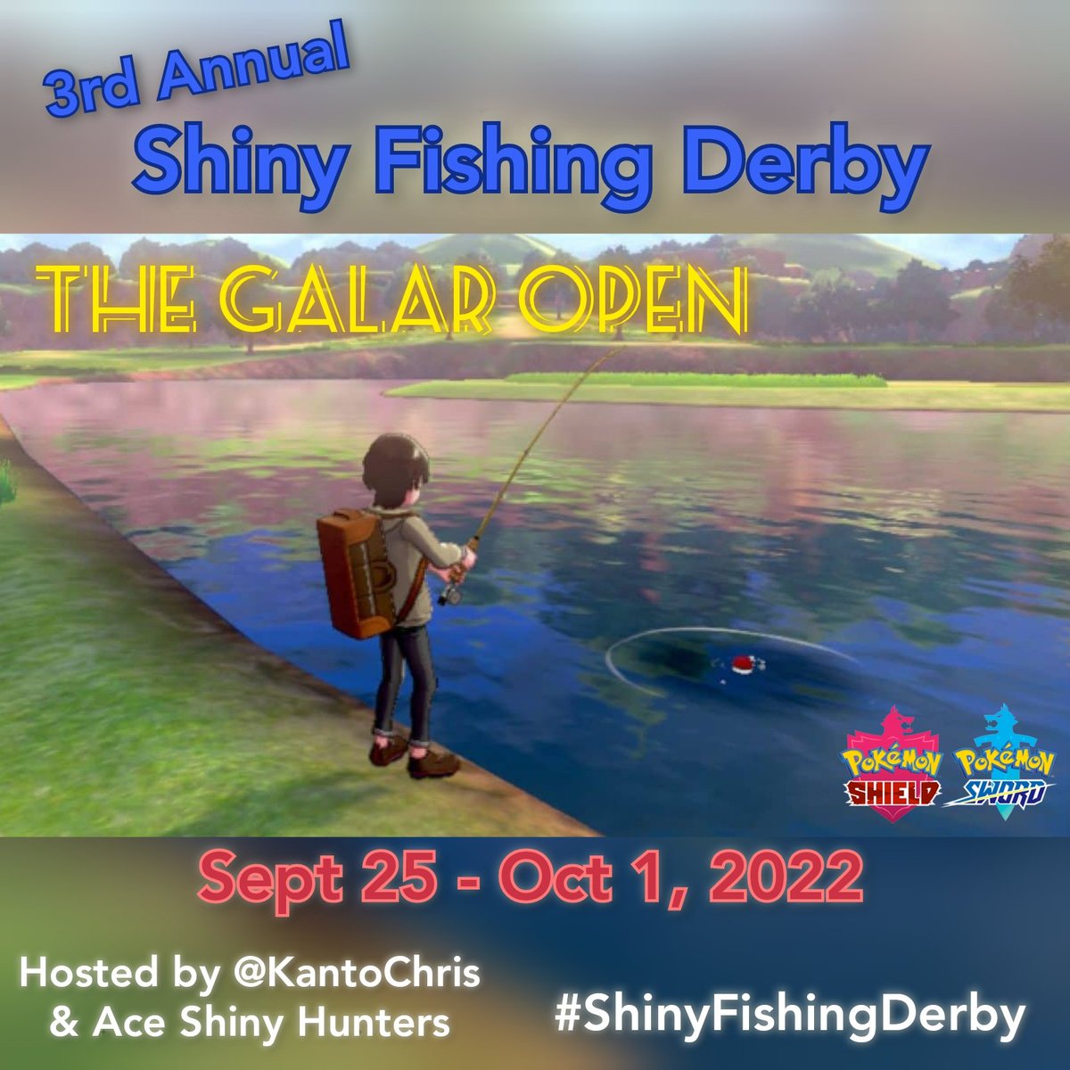 KantoChris's tweet photo. This years #ShinyFishingDerby will begin on September 25. 
New rules &amp; other details soon.
Everyone is welcome to participate in The Galar Open
@AceShinyHunters https://t.co/tsVv3oyi0F