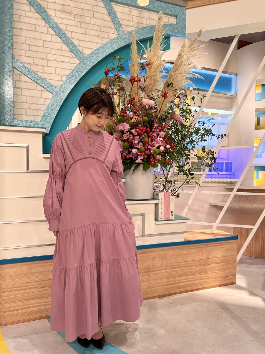 barihaya's tweet photo. けさの #ゆうまりコンビ 💛💗

優さんは 秋らしい #ワンピース🍇
ふんわり広がるティアードデザインがとっても可愛い🥺🫶🏻

そして小林アナは
首元の金具がアクセントになった
#ブラウススタイル 💍

今週も元気にお届けします😆🙏🏻

#バリはや
#バリはやファッション 
#川崎優
#小林茉里奈
#lalliamu https://t.co/9qfLPM2beb