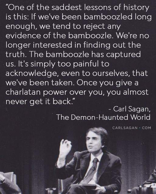 RodneyAPage's tweet photo. One of history's saddest lessons: "Once you give a charlatan power over you, you almost never get it back."
Truth is powerful! So is Deception; self-deception & otherwise. #WisdomWeekend #InspiredLiving #ThinkBIGSundayWithMarsha #IQRTG #lifecoach #mentor #TruthBehindTheClaims https://t.co/Meel6tJjL4