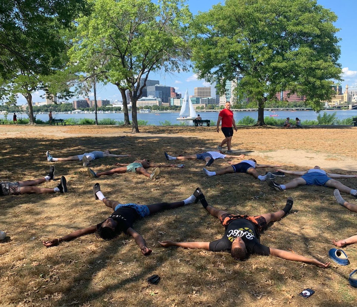 Newman_Hoops's tweet photo. Great recovery sessions led by strength coach Rich Casella. Another beautiful day at the #HatchShell and the #Esplanade on the #CharlesRiver We 💙 Boston!  #OfBoston https://t.co/hTqMjmiGG0