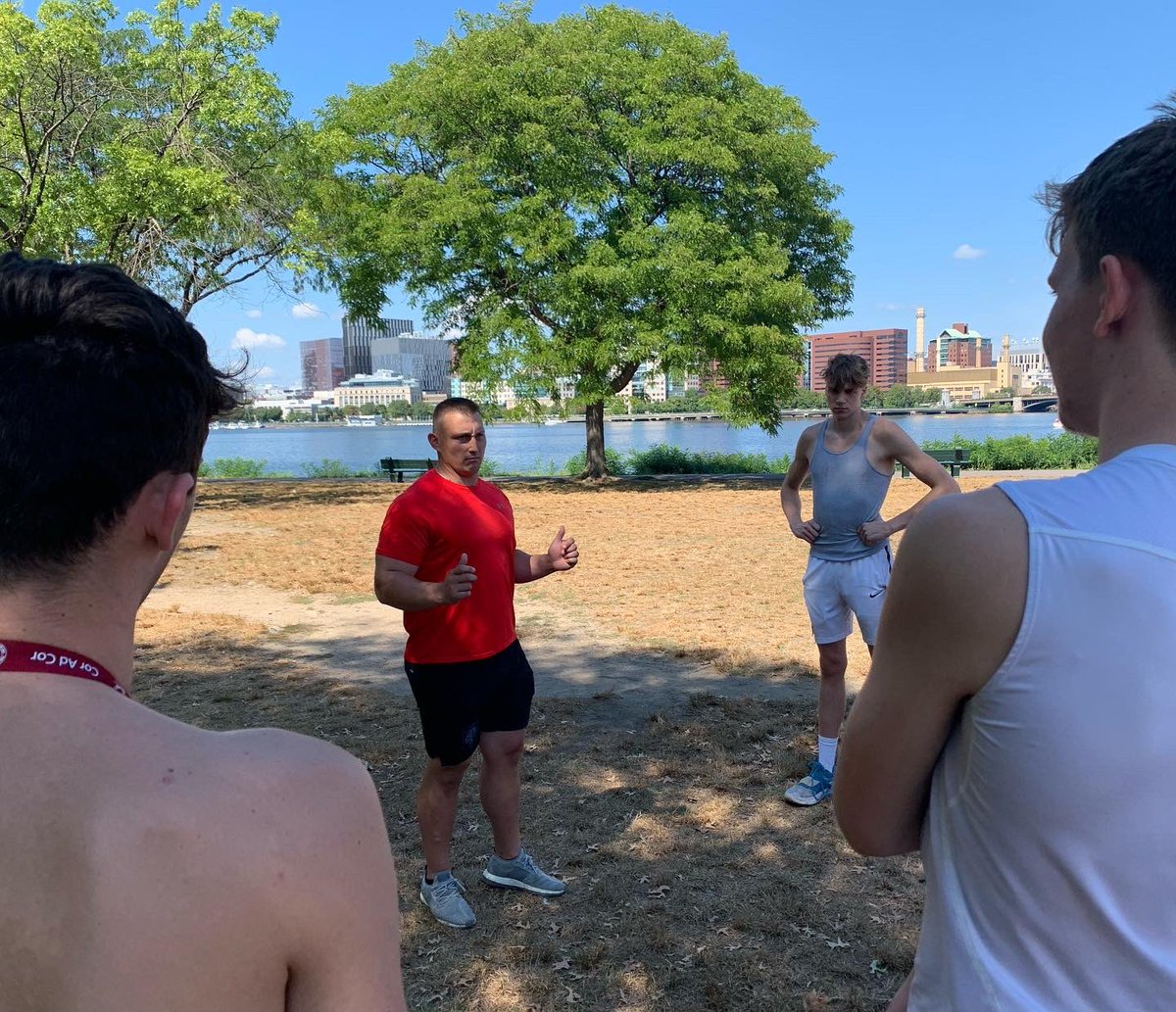 Newman_Hoops's tweet photo. Great recovery sessions led by strength coach Rich Casella. Another beautiful day at the #HatchShell and the #Esplanade on the #CharlesRiver We 💙 Boston!  #OfBoston https://t.co/hTqMjmiGG0